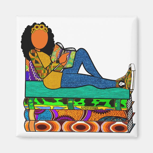 Aimant Lecteur afrocentré de tournesol (Devant)