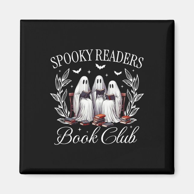 Aimant Lecteurs éffrayants Book Club Funny Ghost Enseigna (Devant)