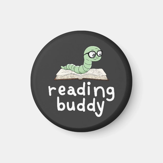 Aimant Lecture de Buddy Cute Bookwort avec livre (Devant)