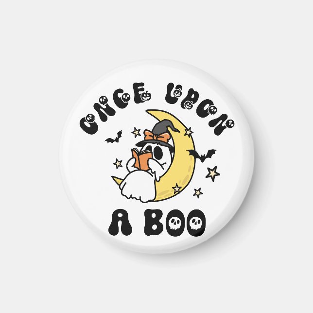 Aimant Lecture mignonne du fantôme sur un livre (Devant)