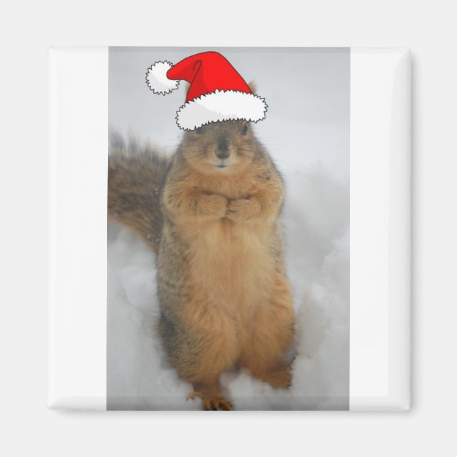 Aimant L'écureuil de Noël avec Père Noël (Devant)