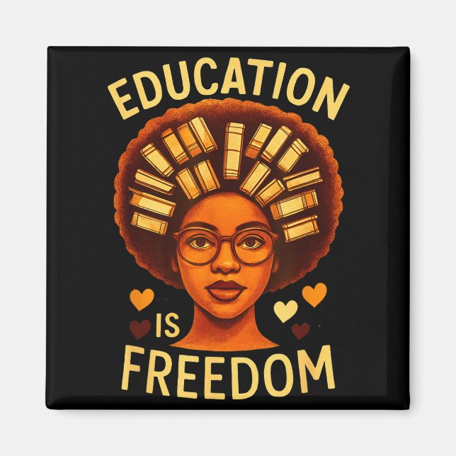 Aimant L'éducation est la liberté enseignant noir mélanis (Devant)