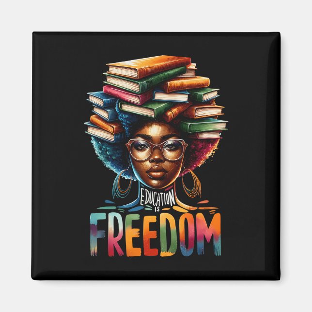 Aimant L'éducation est la liberté Noir Livres d'enseignan (Devant)