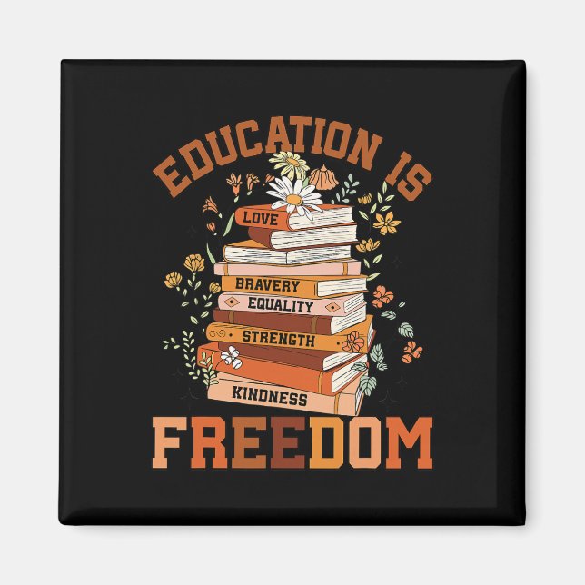 Aimant L'éducation est liberté Livres d'enseignants noirs (Devant)