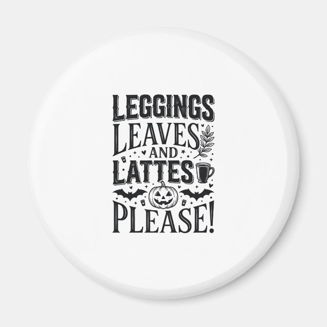 Aimant Leggings Feuilles Lattés Halloween Automne Café Cr (Devant)