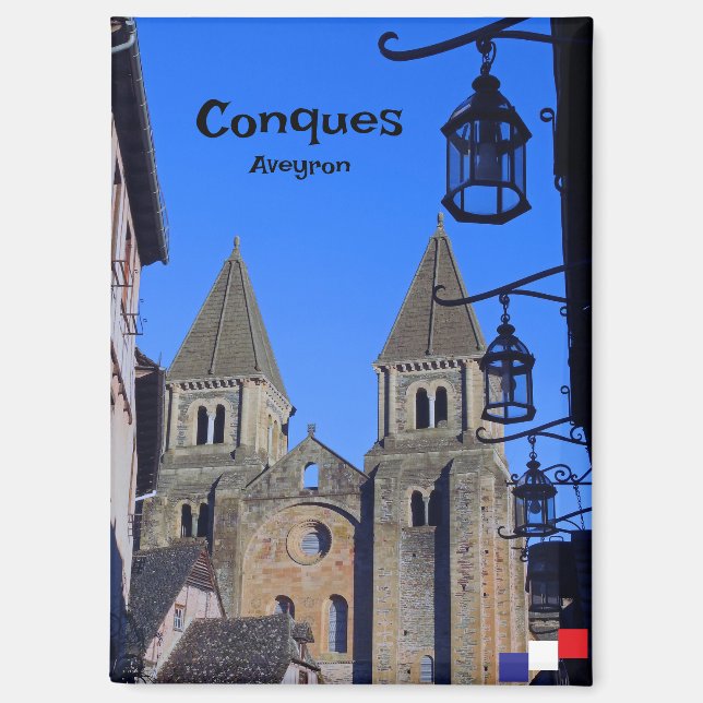 Aimant L'église abbatiale Sainte-Foy dans le village de C (Recto)