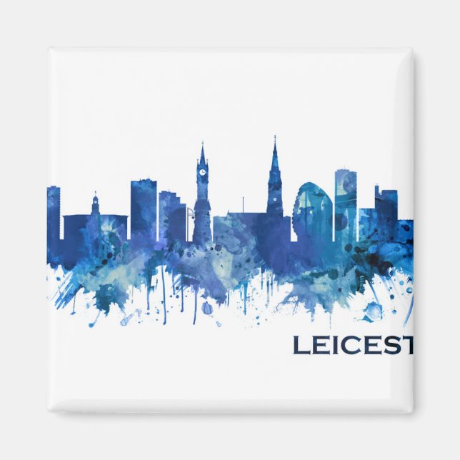 Aimant Leicester England Skyline Blue (Devant)