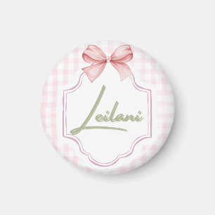 Aimant Leilani personnalisée bébé fille En vichy