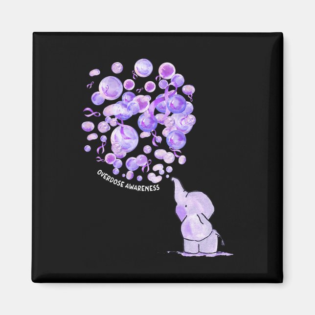Aimant L'éléphant Bombarde violet Surdose Aware (Devant)