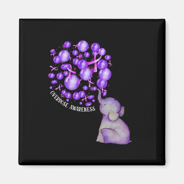 Aimant L'éléphant Bombarde violet Surdose Aware (Devant)