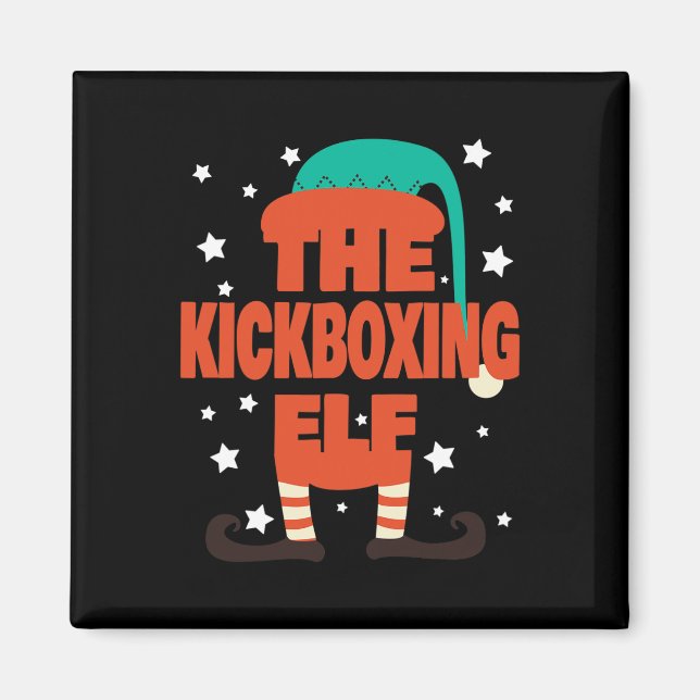 Aimant L'Elf de kickboxing Pyjama de Noël - C de kickboxi (Devant)