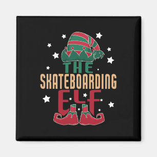 Aimant L'Elf de Noël en pyjama de skateboard - Skateboar