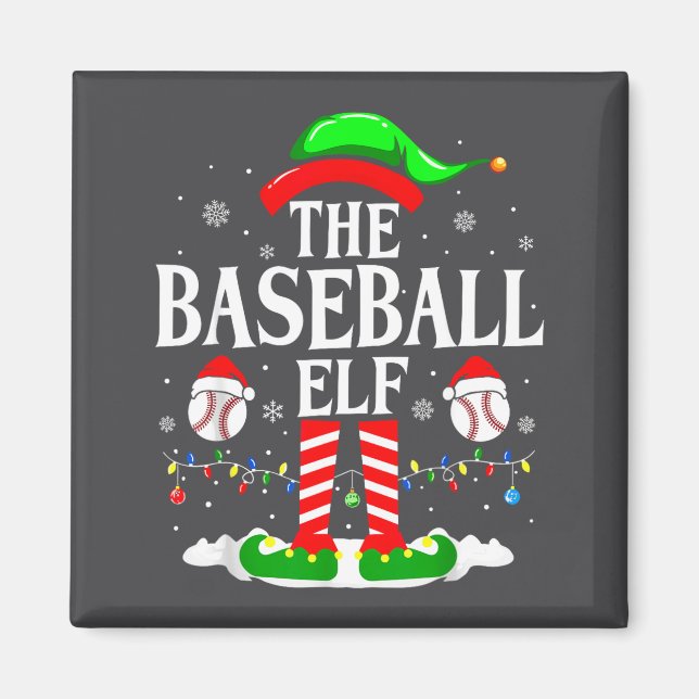 Aimant L'elfe de baseball drôle de Noël Srt amateurs de X (Devant)