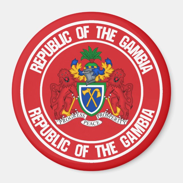 Aimant L'Emblème Rond Gambien (Devant)