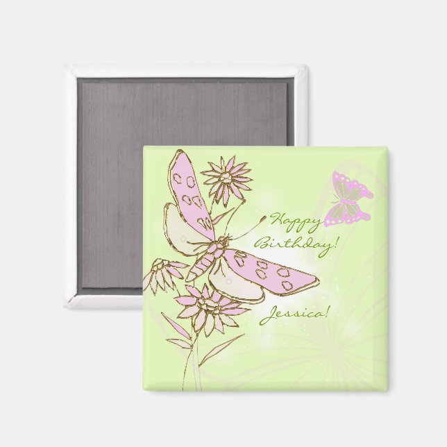 Aimant Lemon Lime Pink Butterfly (Recto/Verso)