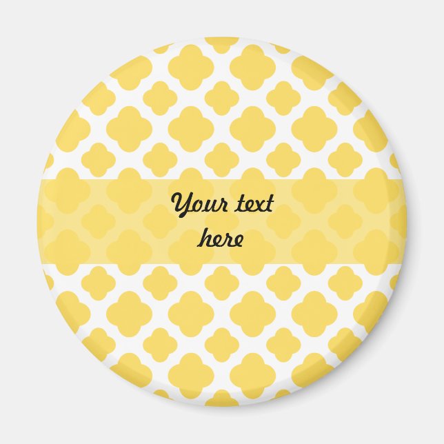 Aimant Lemon Yellow and White Quatrefoil Pattern (Devant)