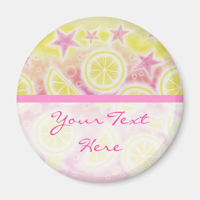 Aimant Lémonade rose 'Your Text' frigo bande magnétique (Devant)