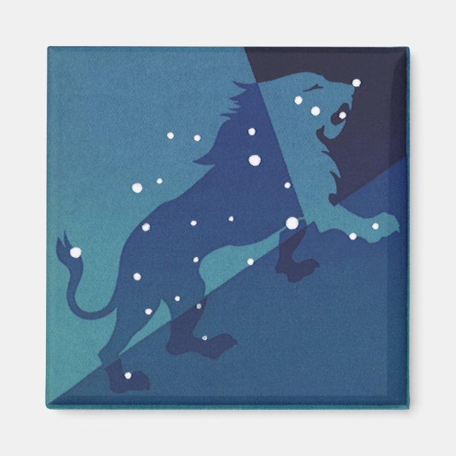 Aimant Leo Lion Constellation Astrologie Zodiaque Vintage (Devant)