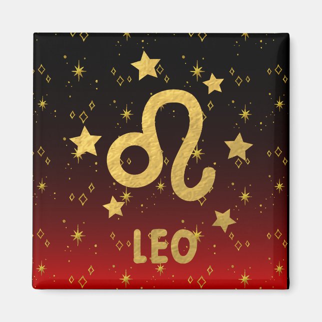 Aimant Leo Zodiac rouge et noir (Devant)