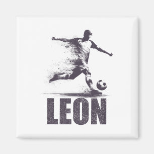 Aimant Leon garçons de football Personnalisé Prénom Leon