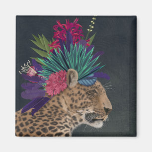 Aimant Leopard avec tête tropicale
