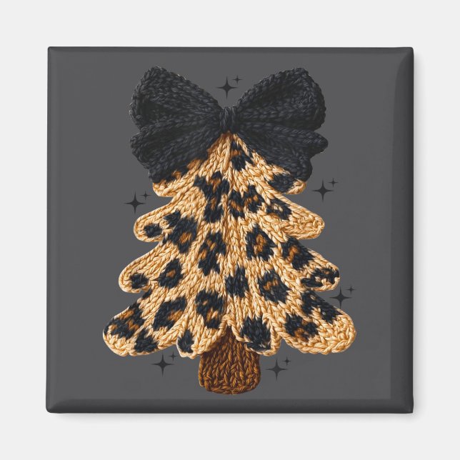 Aimant Leopard Christmas Tree,christmas Coquette Bow Yarn (Devant)