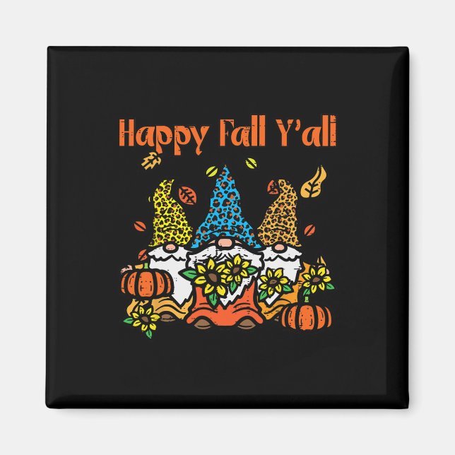 Aimant Leopard Gnomes Happy Fall Yall Thanksgiving Men Ww (Devant)