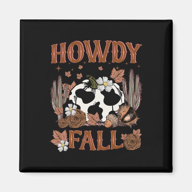 Aimant Leopard Howdy Automne Citrouille Ouest Automne Aut (Devant)