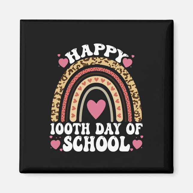 Aimant Leopard Rainbow Happy 100th Day School Cute 100 Da (Devant)