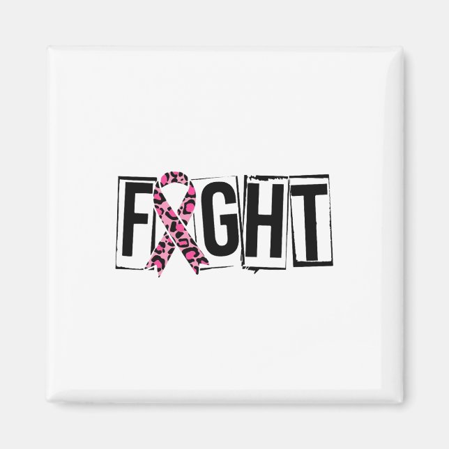 Aimant Leopard Ribbon Lutte contre le cancer du sein (Devant)