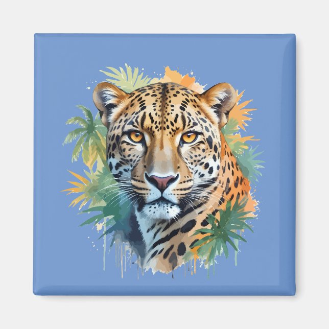 Aimant Leopard Vector Art Animal Dans La Nature Majestueu (Devant)