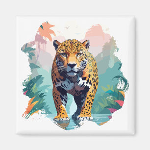 Aimant Leopard Vector Art Animal Dans La Nature Majestueu