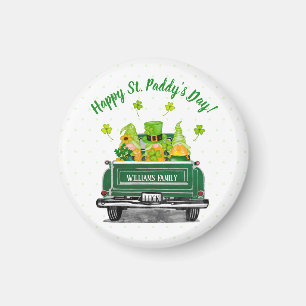 Aimant Leprechaun Gnome Camion Vintage St. Paddy's Day