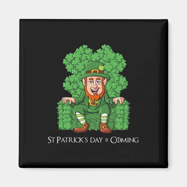 Aimant Leprechaun Sur Trône De Clover Jour de la Saint Pa (Devant)