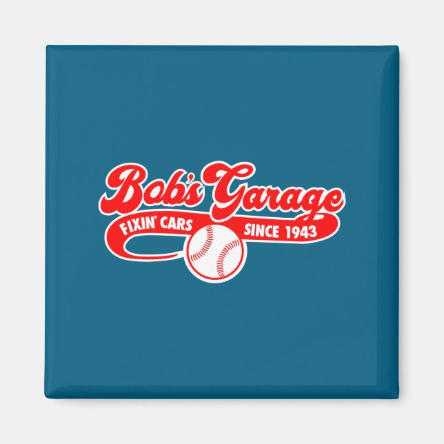 Aimant L'équipe de baseball du garage de Shirt Bob (Devant)