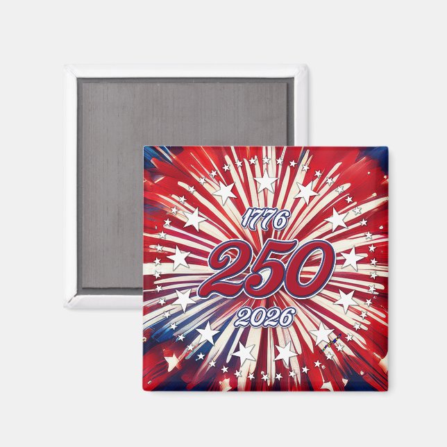 Aimant Les 250 ans d'Amérique 1776-2026 Feux d'artifice R (Recto/Verso)