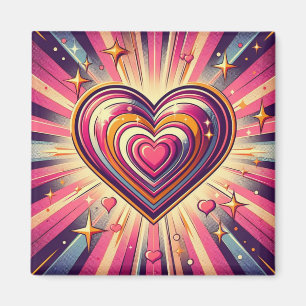 Aimant les années 70 coeur pop art/Valentines