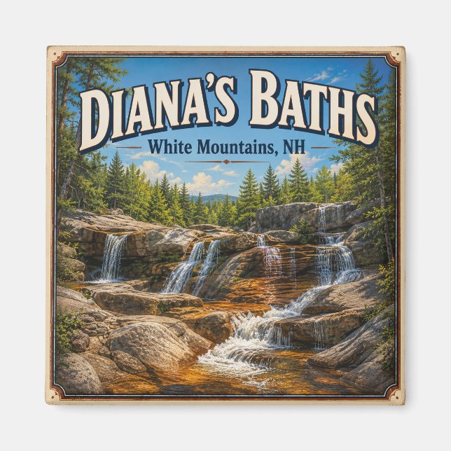 Aimant Les bains de Diana White Mountains NH Cascade vint (Devant)