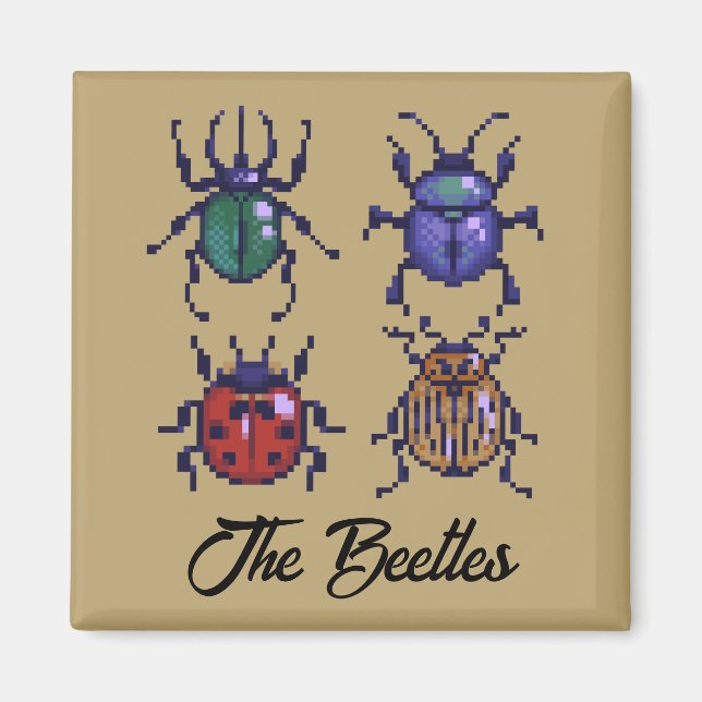 Aimant Les Beetles, l'art des pixels (Devant)