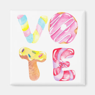 Aimant Les beignets amusants et les bonbons aller voter