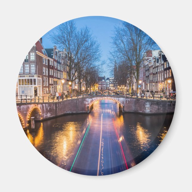 Aimant Les canaux d'Amsterdam la nuit (Devant)