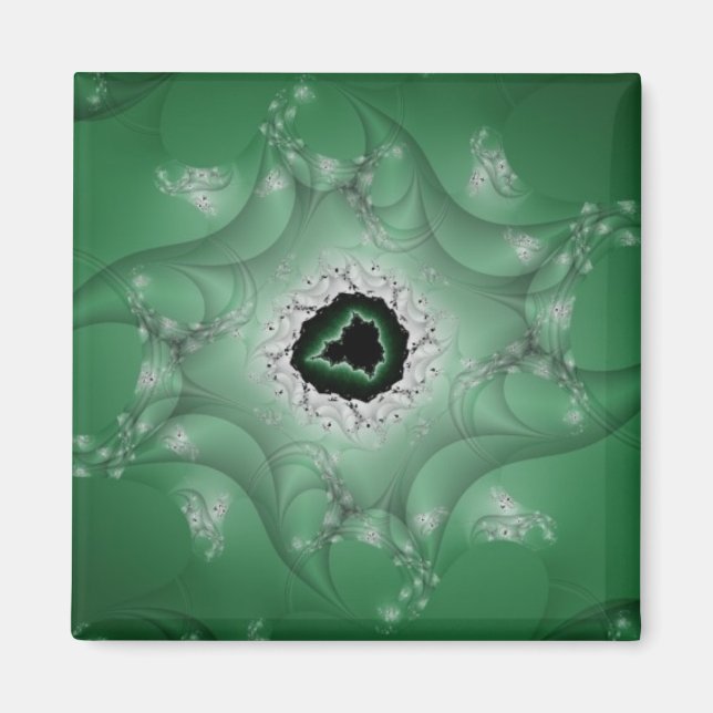 Aimant Les cauchemars | Art fractal vert et blanc (Devant)