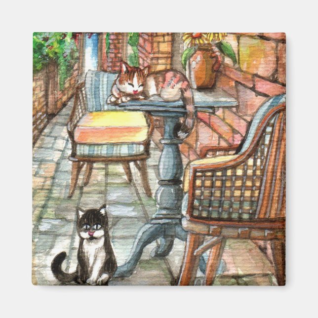 Aimant Les chats dans la ruelle arrière (Devant)