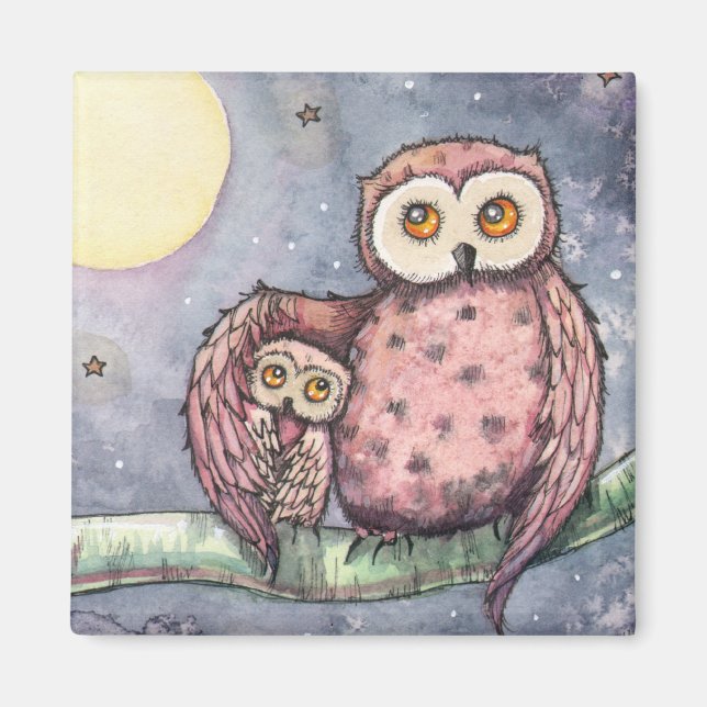 Aimant Les Chouettes et l'aimant de la lune (Devant)