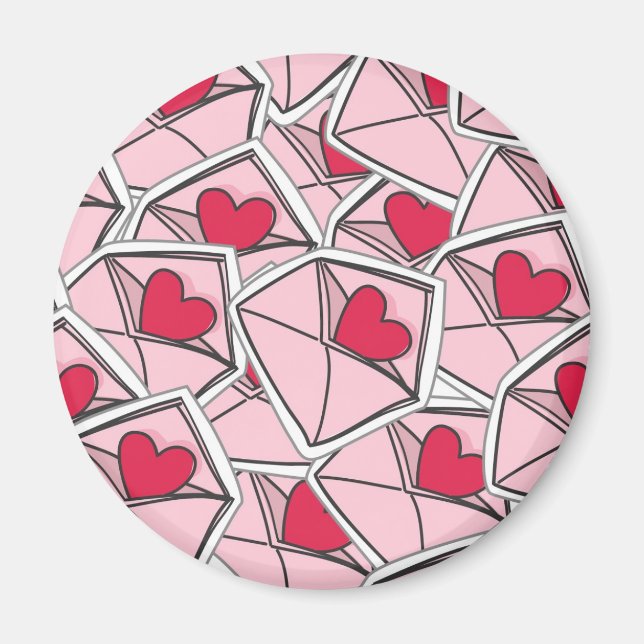 Aimant Les coeurs de Valentine sur les enveloppes (Devant)