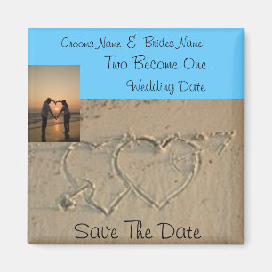 Aimant Les coeurs en photo romantique de sable sauvent