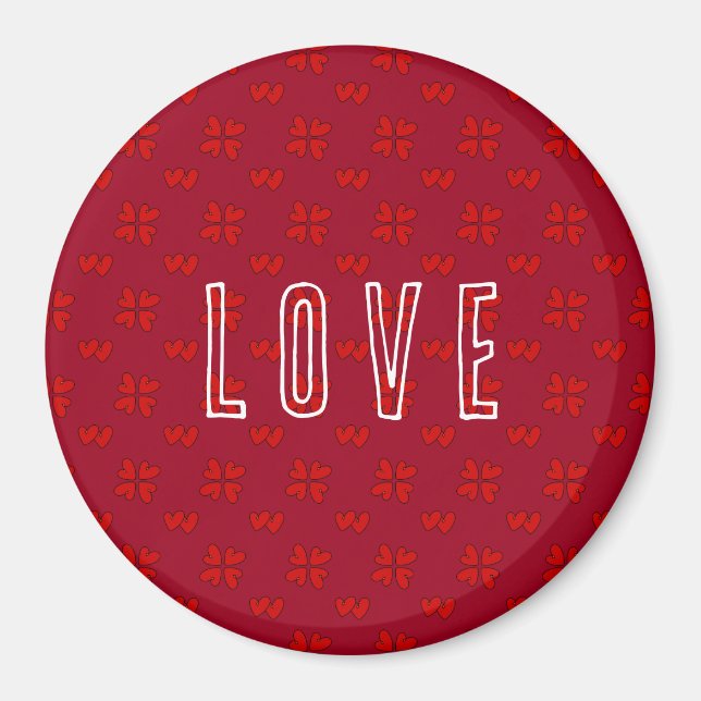 Aimant Les Coeurs rouges de Valentine sur l'amour rouge (Devant)