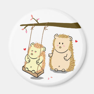 Aimant Les couples mignons de hérisson de bande dessiné