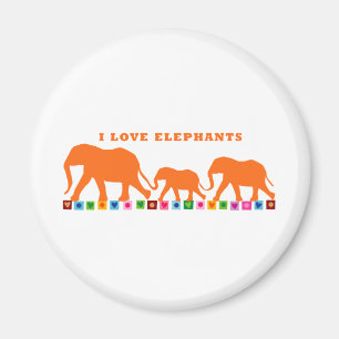 Aimant Les éléphants d'orange marchent