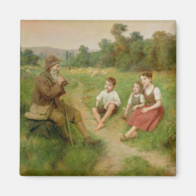 Aimant Les enfants écoutent un berger jouer à la flûte (Devant)